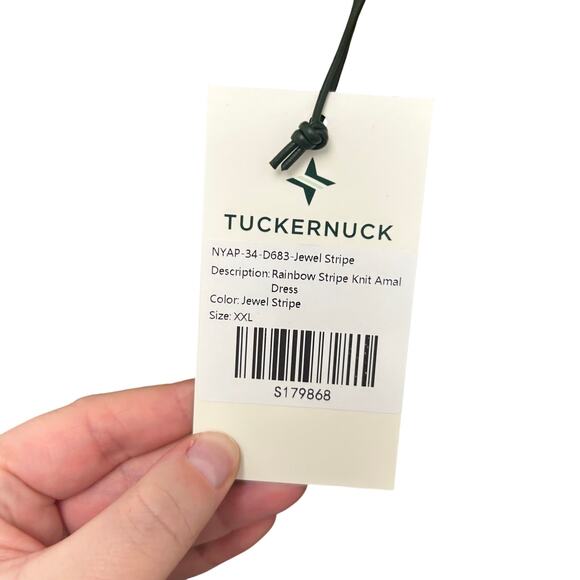 NWT Tuckernuck Jewel Rainbow Stripe Long Sleeve Amal Swing Dress Womens XXL - Picture 7 of 7